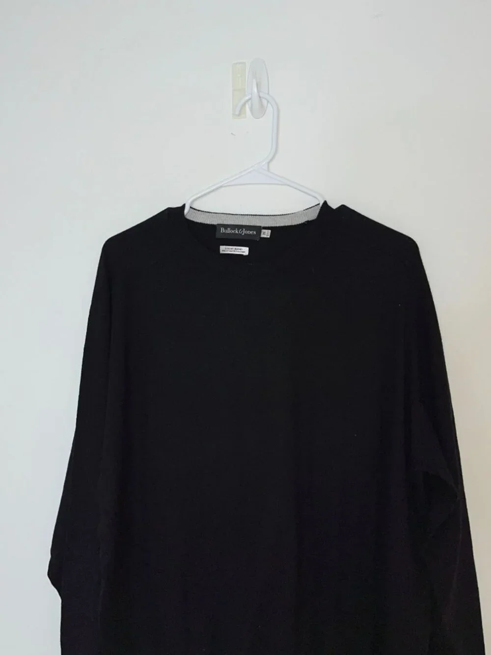 Bullock & Jones Black Cotton & Cashmere Crewneck Sweater XL Mens